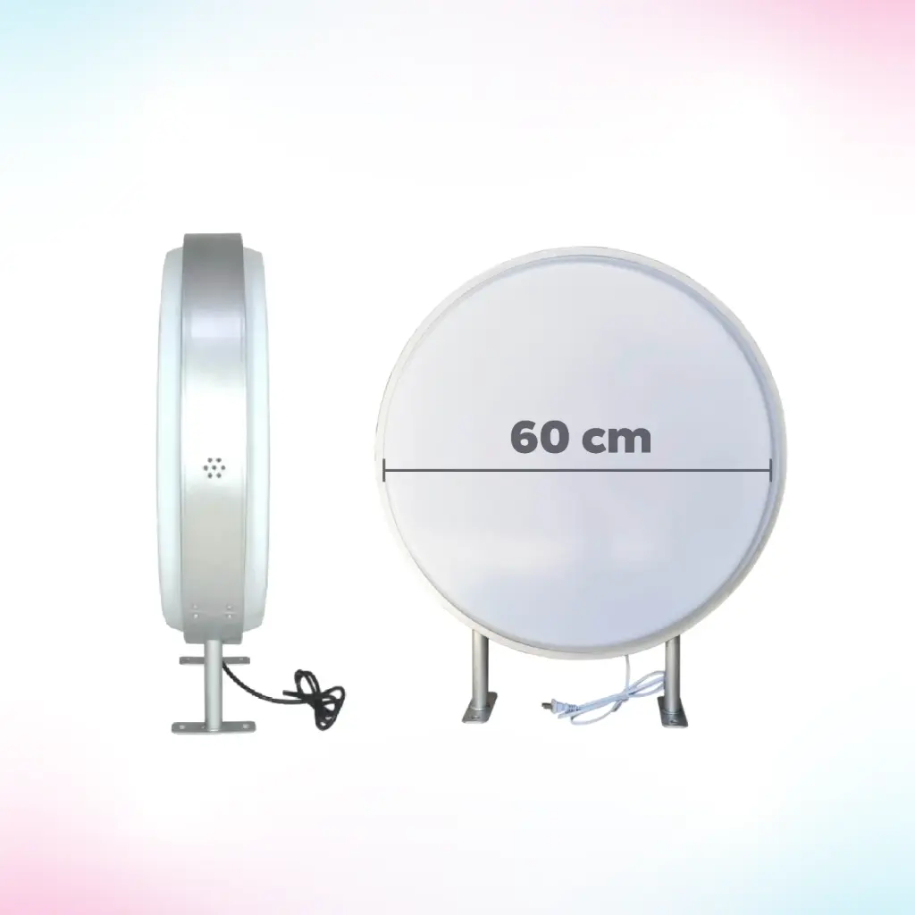 LETRERO LUMINOSO CIRCULAR DE 60 CM PERSONALIZADO.