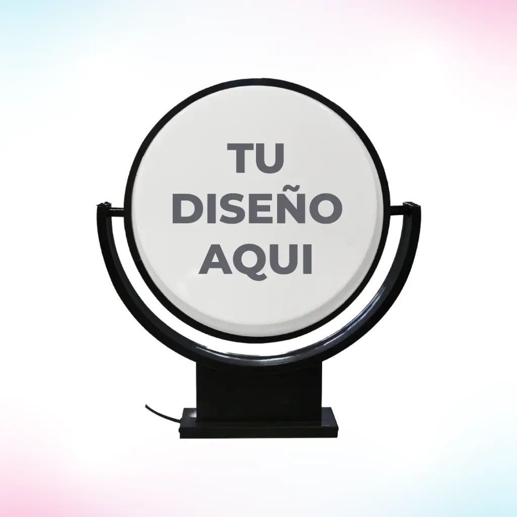 LETRERO LUMINOSO CIRCULAR GIRATORIO DE 40 CM PERSONALIZADO.