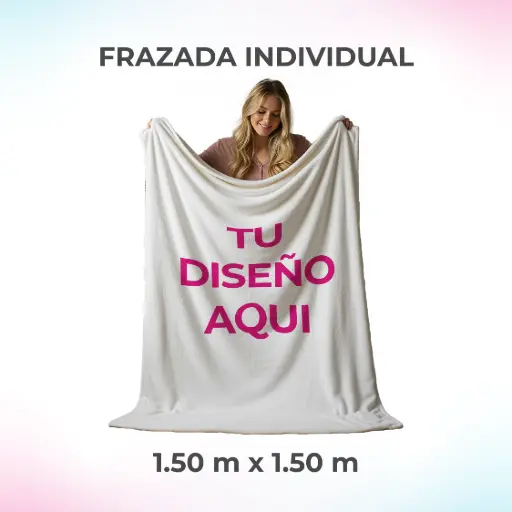 FRAZADA PERSONALIZADA INDIVIDUAL DE 1.50 M POR 1.50 M.
